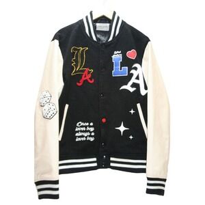 Lifted Anchors State Chenille Patch Varsity Jacket Mens L Bold Retro Streetwear